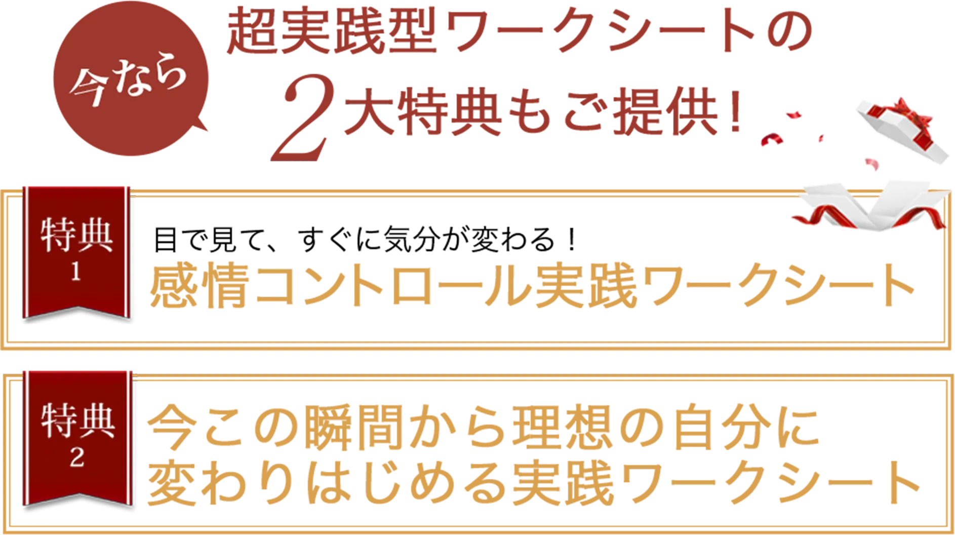 超実践型ワークシートの2大特典もご提供！